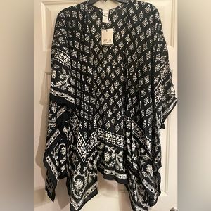 A.N.A Womens Kimono Black and Cream One Size NWT